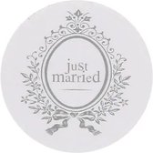 50 stickers Just Married wit met zilver - sticker - trouwen - huwelijk - bruiloft - just married