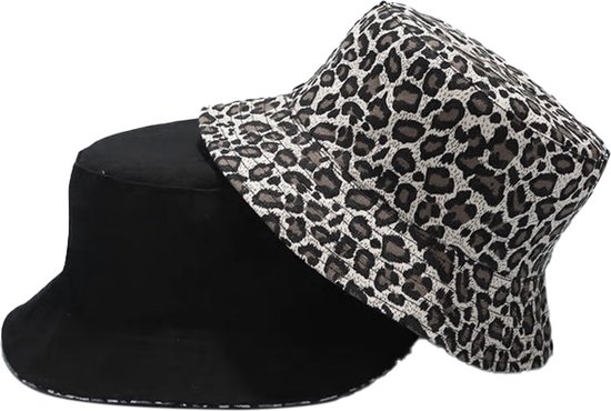 LOUD AND CLEAR® - Hoed - Vissershoedje - Bucket Hat - Heren Dames - Panter Grijs Zwart - Luipaard - Zonnehoed