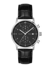 Horloge heren zwart Mauro Vinci staal zilver- zwart met lederen bewaardoos - Business line 420 stalen horloge met Japans binnenwerk