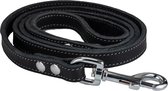 Panzi-Pet - Luxe leren riem hond - zwart met chroom - 120cm / 14mm