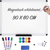 Lenx whiteboard - 10 in 1 Set - Magnetisch bord - 60 x 90 cm - Inclusief Stiften, Marker en Magneten - Krasvast memobord - Schoolbord - Emaille magneetbord