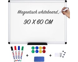 Lenx Whiteboard 60x90cm - 10 in 1 Set - Whiteboard Magnetisch - Inclusief Stiften, Marker en Magneten
