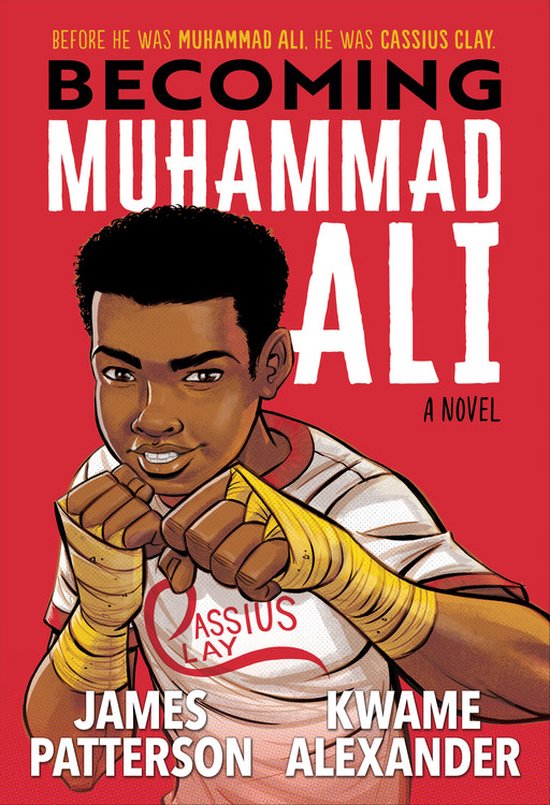 Couverture du livre illustrant un jeune Cassius Clay en position de boxe, avec le texte 'BECOMING MUHAMMAD ALI'.