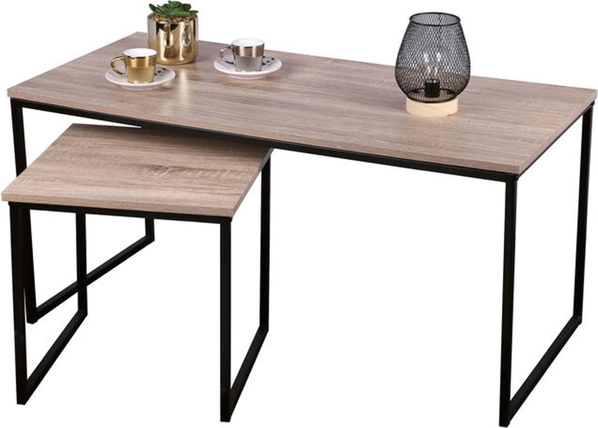 "COLORADO" SET VAN 2 SALONTAFELS, 100×48×H48 CM EN 40×40×H40 CM