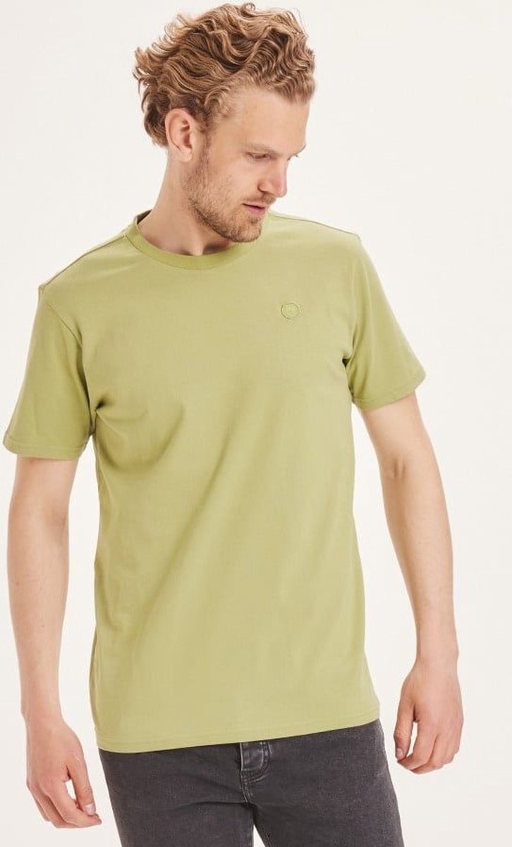 KnowledgeCotton Apparel - Logo T-shirt Groen - Maat XL - Modern-fit