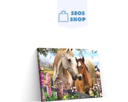 SEOS Shop ® Diamond Painting Volwassenen - Diamond Painting Kinderen - Diamond Painting Pakket Volledig - Prachtige Paarden - 30x25 cm