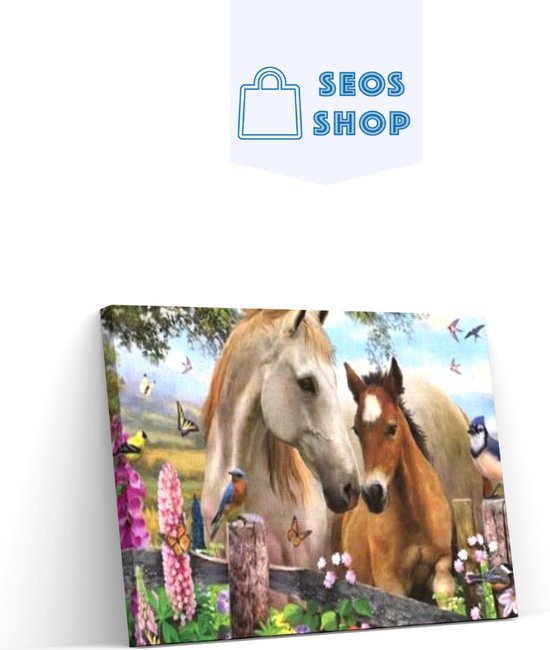 SEOS Shop ® Diamond Painting Volwassenen - Diamond Painting Kinderen - Diamond Painting Pakket Volledig - Prachtige Paarden - 30x25 cm