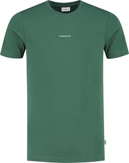 Purewhite - Heren Slim Fit T-shirt - Groen - Maat XL
