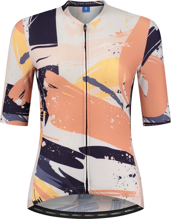Rogelli Flair Cycling Jersey - Manches courtes - Femme - Sable, Blauw, Corail - Taille XL