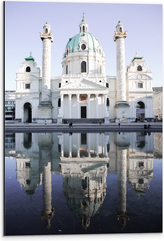 WallClassics - Dibond - Karlskirche kerk - Oostenrijk - 40x60 cm Foto op Aluminium (Met Ophangsysteem)