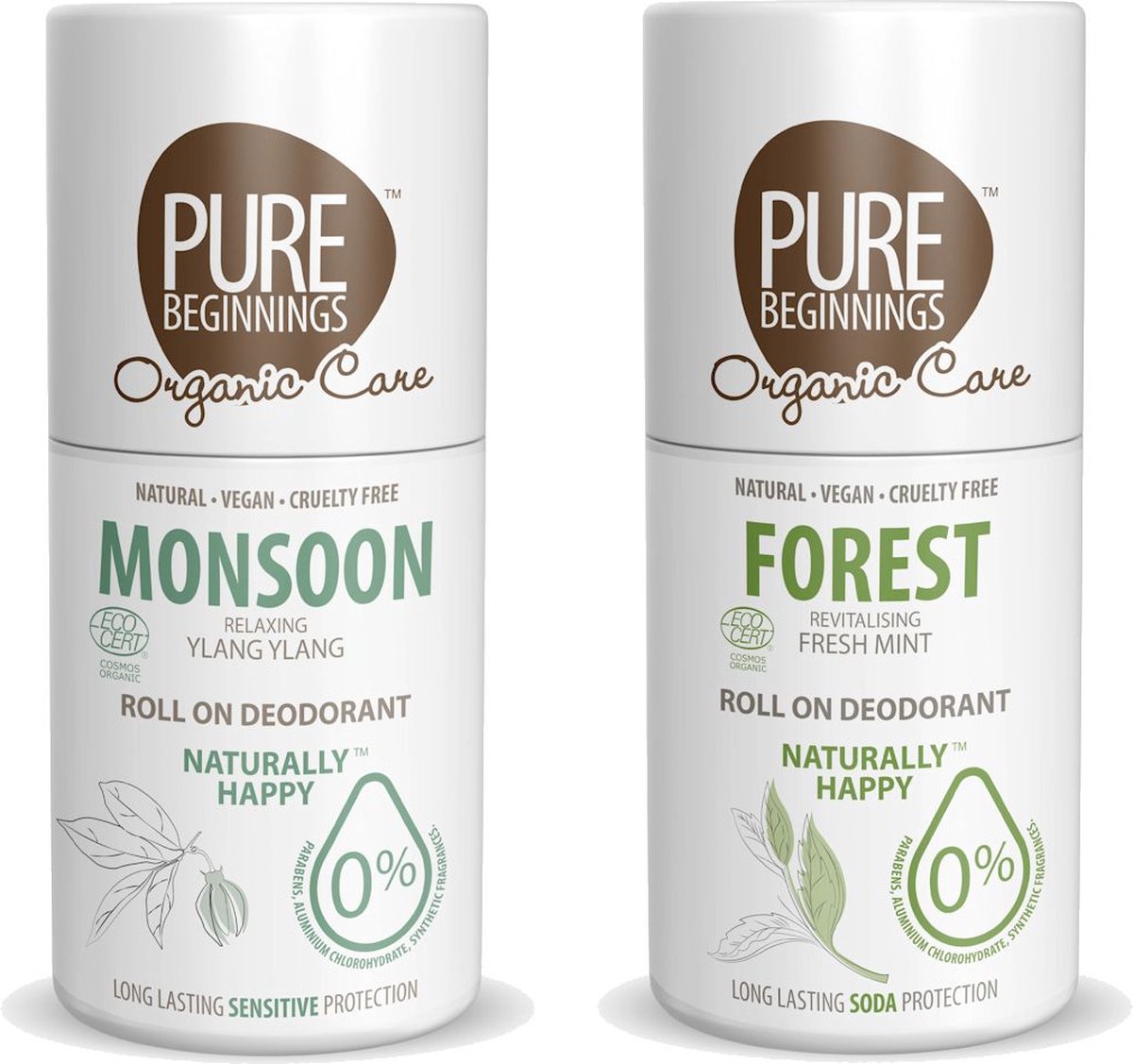 Pure Beginnings - Roll on deodorant - Monsoon + Forest - 2 Pak