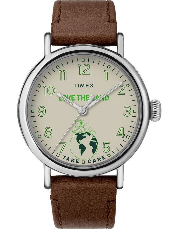 Timex Standard x Peanuts Take Care TW2V32800 Horloge - Leer - Bruin - Ø 40 mm