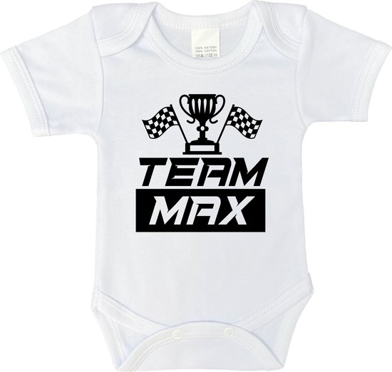 Romper - Team Max - maat: 86 - korte mouwen - kleur: wit - 1 stuks - rompertje - rompers - rompertjes - baby born - geschenk aankondiging - zwanger - geschenk - geschenk cadeau - cadeau - baby