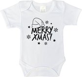 Romper - Merry Xmas! - maat: 86 - korte mouwen - kleur: wit - 1 stuks - rompertje - rompers - rompertjes - baby born - geschenk aankondiging - zwanger - geschenk - geschenk cadeau - cadeau - baby