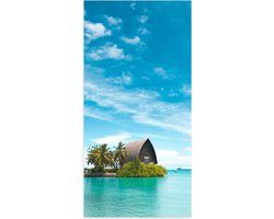 WallClassics - Poster (Mat) - Hotel op het Water - Malediven - 50x100 cm Foto op Posterpapier met een Matte look