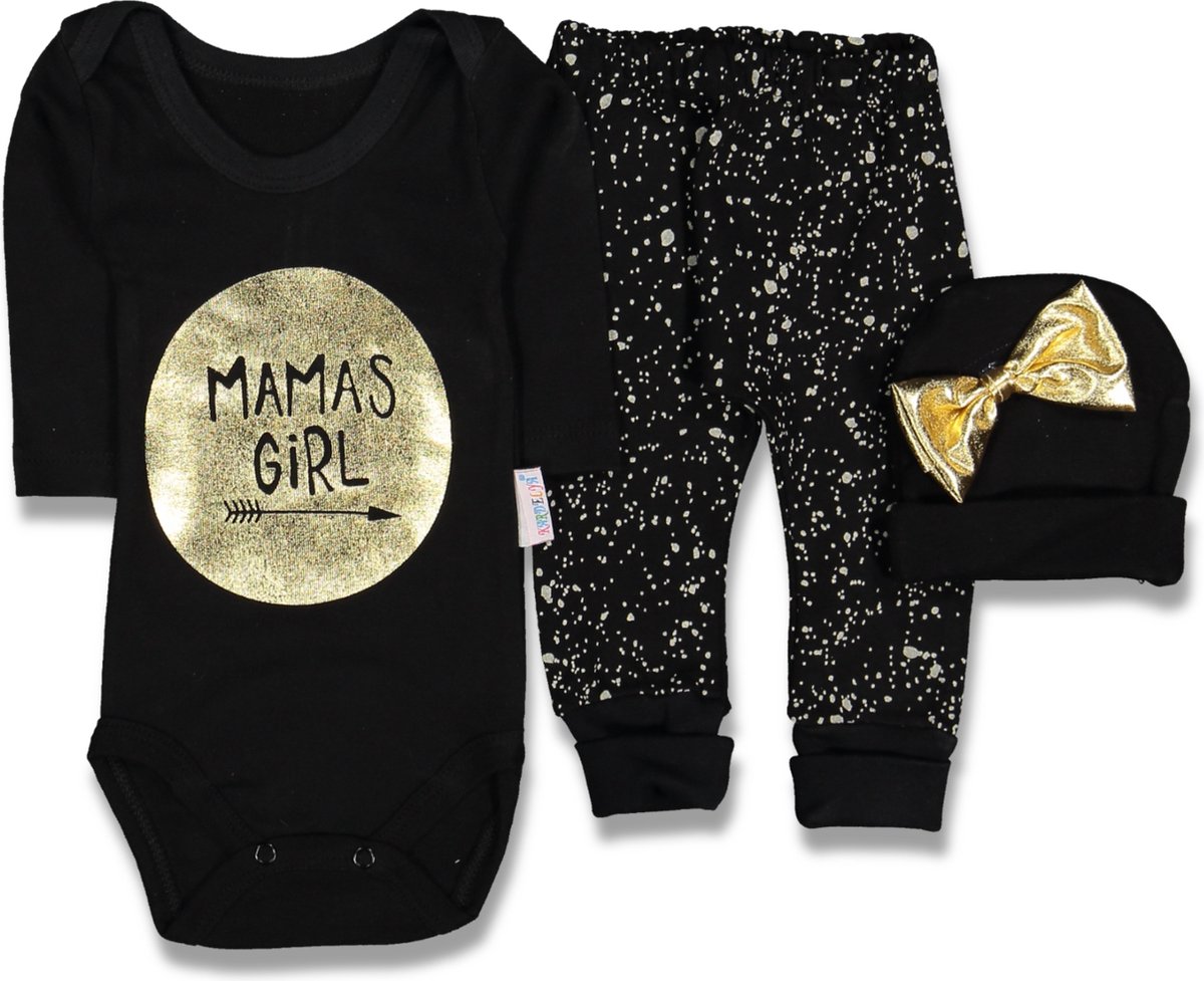 Baby kleding set - meisje kleding - set - rompers - muts - broekje - maat 62 - mamas girl - baby girl - Merkloos