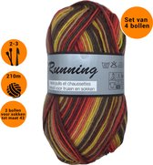 Lammy Yarns - new Running Multi (426) - Sokkenwol - oranje/bruin - 4 bollen van 50 gram - naalden 2,5/3 mm.