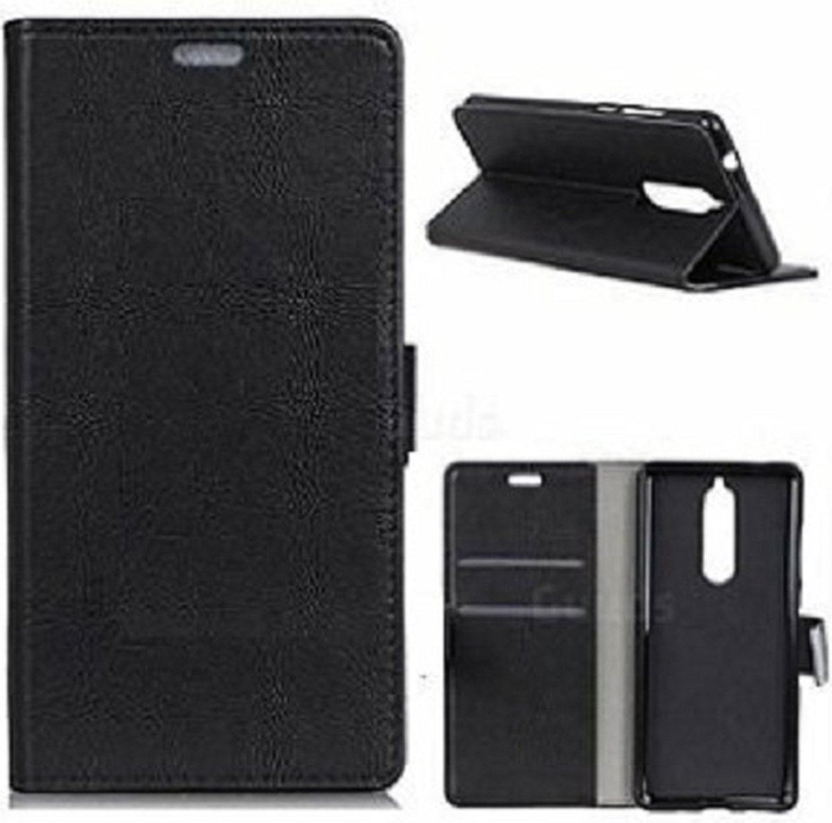 Nokia 5.1 Hoesje Met Pasjeshouder Bookcase Zwart