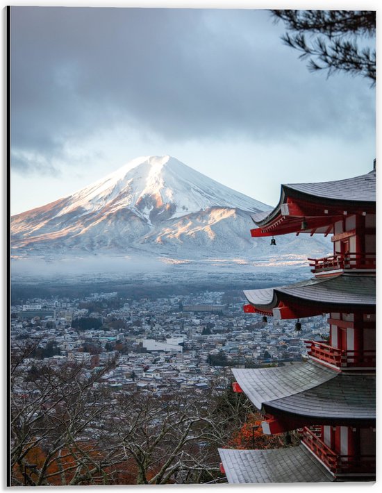 WallClassics - Dibond - Hoogste Berg van Japan - Fuji - 30x40 cm Foto op Aluminium (Met Ophangsysteem)