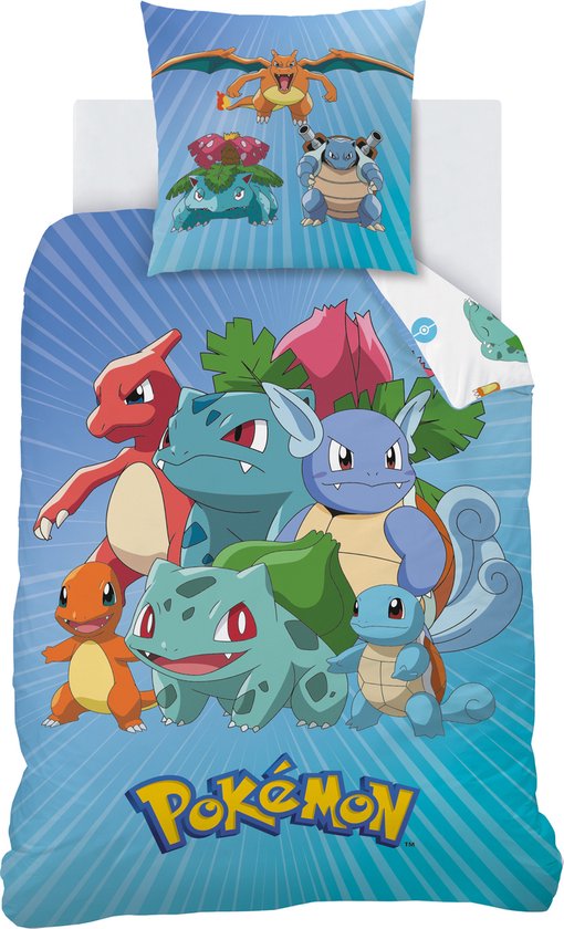 Pokémon Dekbedovertrek Starter Evolution - Eenpersoons - 140 x 200 cm - Katoen