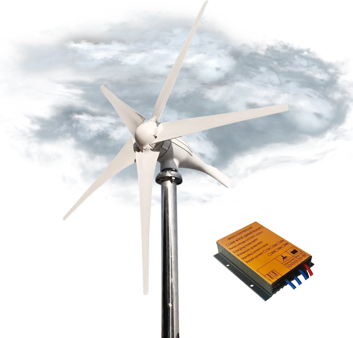 Currero Windmolen - Windturbine - Windmolen Generator - 24V - 1000W - 5 Wieken - Inclusief Controller