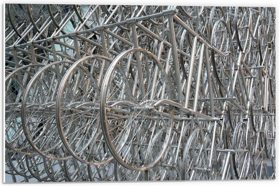 WallClassics - Panneau en mousse PVC - Supports remplis de Roues de bicyclette - Photo 60x40 cm sur panneau en mousse PVC (avec système de suspension)