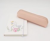 Pennenzak - etui - roze - met bijpassend schriftje - notitieboek - leuk als geschenk
