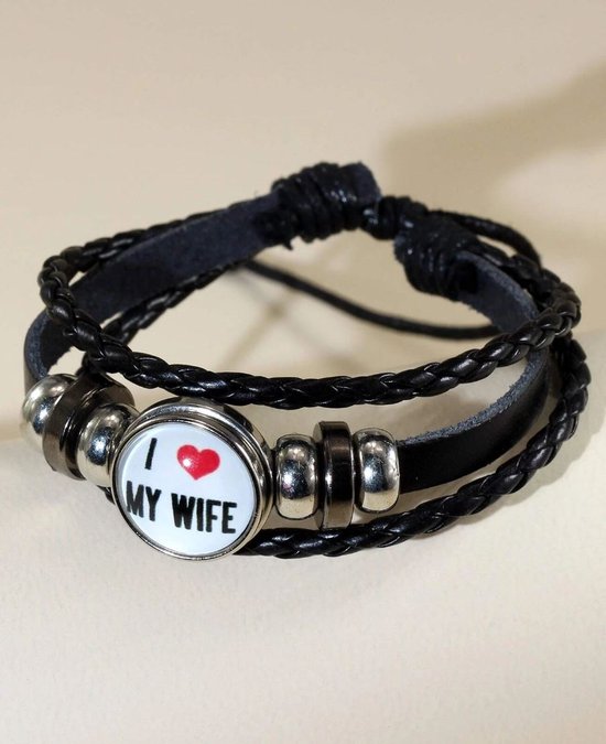 Lederlook armband I-LOVE MY WIFE