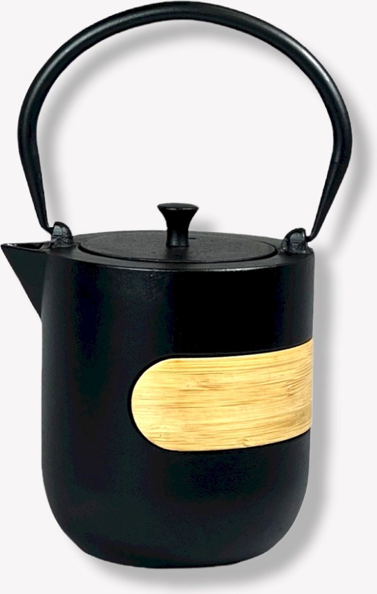 Ja-Unendlich unieke gietijzeren theepot -black woodlight - 1.1liter
