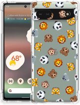 Doorzichtige Silicone Hoesje geschikt voor Google Pixel 6A Dieren Emojis