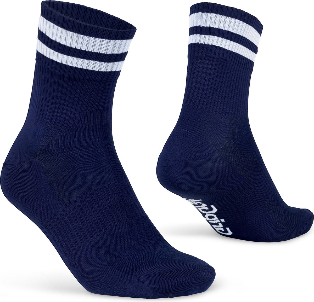 GripGrab - original stripes crew zomer fietssokken gestreepte retro wielersport sokken coolmax - unisex - navy blauw - maat xs (35-38)