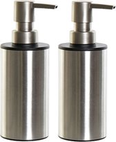 2x stuks zeeppompjes/zeepdispensers zilver RVS 300 ml - Badkamer/keuken zeep dispenser