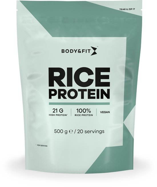 Body & Fit Pure Rice Protein - Plantaardig Eiwitpoeder - Vegan Protein Poeder - Rijst Eiwit - 500 gram (20 Shakes)