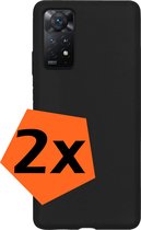 Hoesje Geschikt voor Xiaomi Redmi Note 11 Hoesje Siliconen Cover Case - Hoes Geschikt voor Xiaomi Redmi Note 11 Hoes Back Case - 2-PACK - Zwart