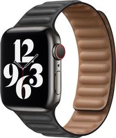 Apple Leather Link voor de Apple Watch Series 1 / 2 / 3 / 4 / 5 / 6 / 7 / 8 / 9 / SE - 38 / 40 / 41 mm - Maat M/L - Zwart