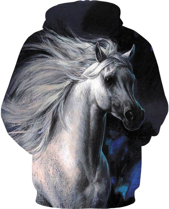 Hoodie paard - Arabier - maat 3XL - vest - sweater - outdoortrui - trui - sweatshirt - wit - blauw