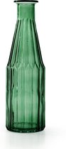 Jodeco Bloemenvaas Marseille - Fles model - glas - groen - H25 x D7 cm