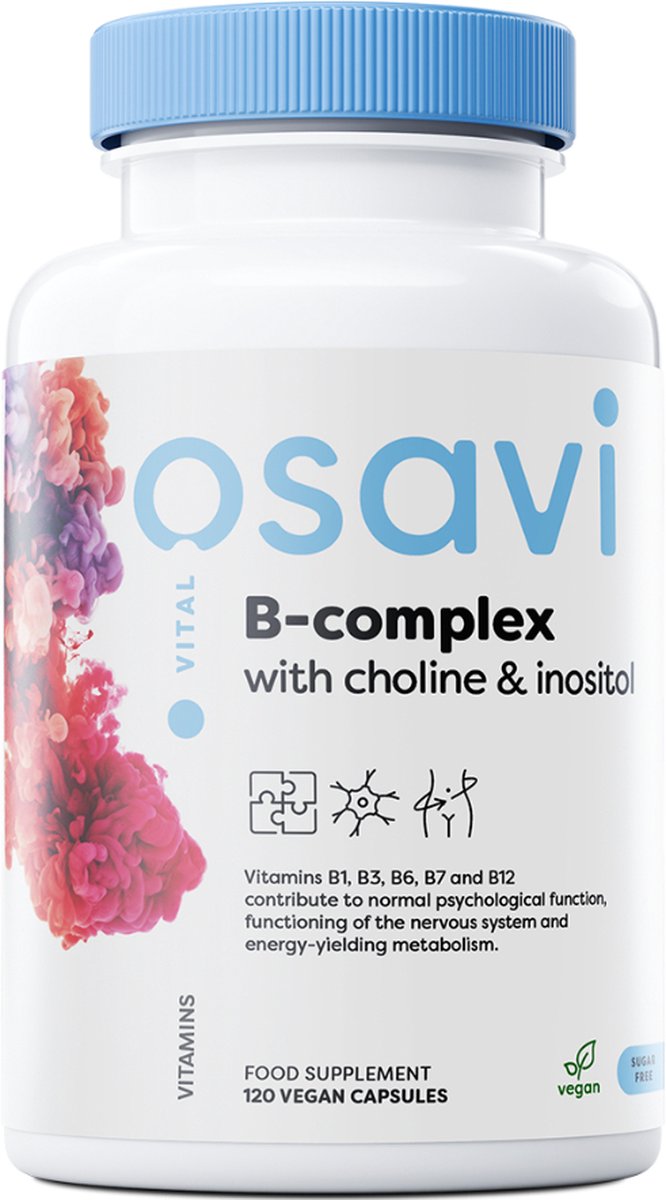 Osavi - Vitamine B Complex met Choline & Inositol - Met Vitacholine® - Volledige Vitamine B spectrum - Huid, nagels & haar - Laboratorium getest - BioPET - 120 Vegan Capsules