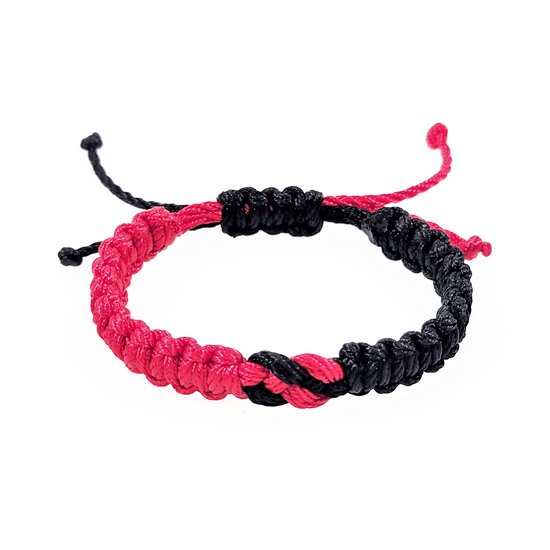 Handgemaakt Infinity Macramé Armband - Zwart/Rood - Dames en Heren