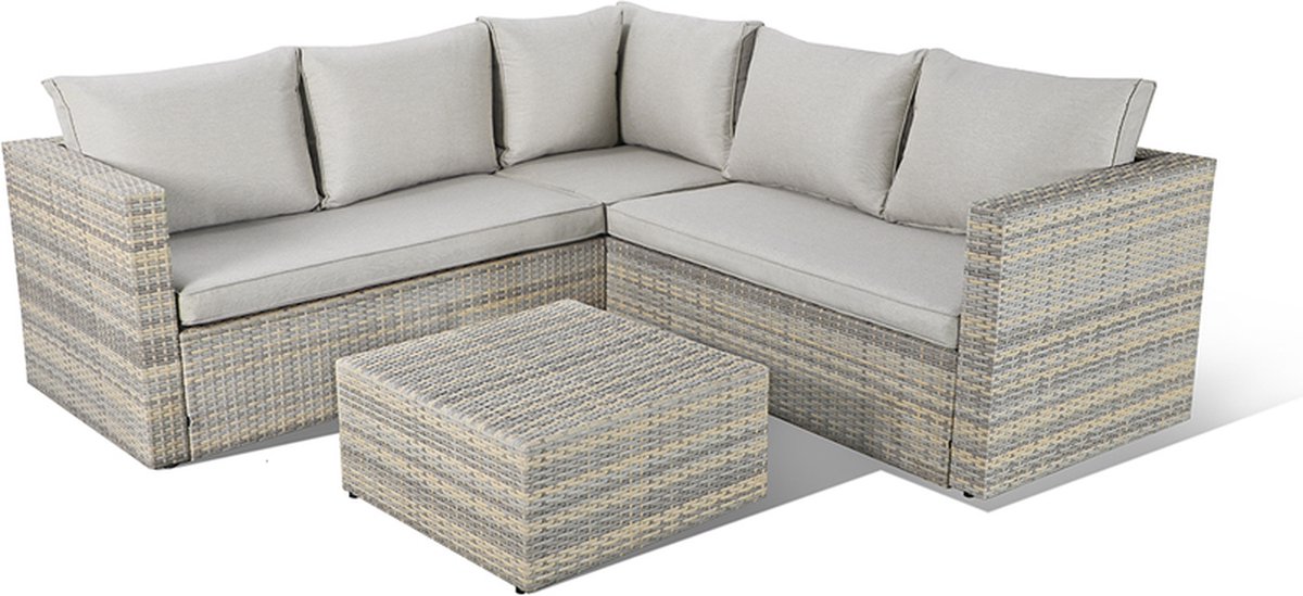 Central Park Hoekbank Loungeset Alea Taupe Staal/riet Rits 3-delig | bol