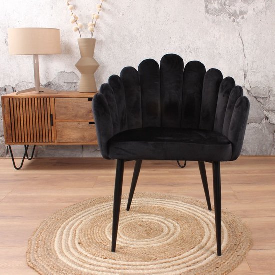 Chaise de salle à manger Flower velours noir