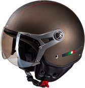 BEON DESIGN B Jethelm met vizier - Geschikt als Scooter Brommer Motor Snorfiets helm - Retro Vespa helm scooter voor Volwassenen - XXL - Brons - Gratis helmtas