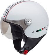 BEON Design - Jethelm met vizier - Geschikt als Scooter Brommer Motor Snorfiets helm - Retro Vespa helm scooter voor volwassen, vrouwen - XS- Wit - Gratis helmtas