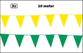 2x Vlaggenlijn groen en geel 10 meter - Themaparty - vlaglijn festival feest party verjaardag thema feest