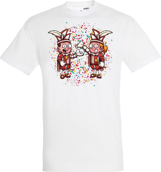 T-shirt Carnavals Paar | Carnaval | Carnavalskleding Dames Heren | Wit | maat XXL