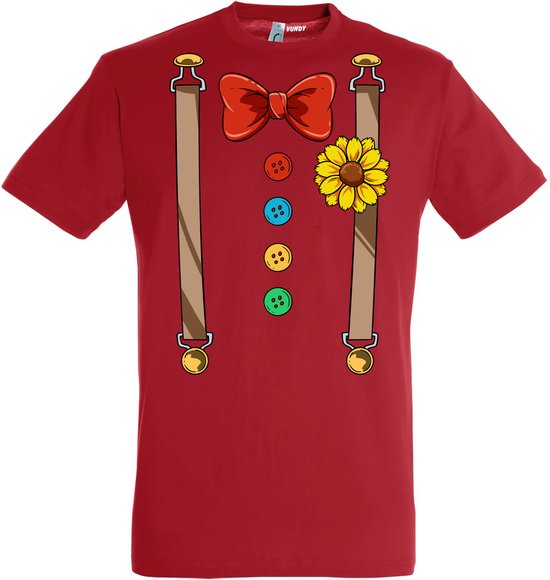 T-shirt kinderen Bretels Kostuum | Carnaval | Carnavalskleding Kinderen Baby | Rood | maat 80