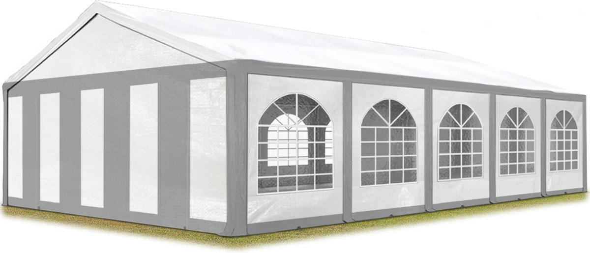 Bol.com Hoogwaardige Partytent 5x10 m PE 450 N zeil tuintent feesttent waterdicht in grijs wit aanbieding
