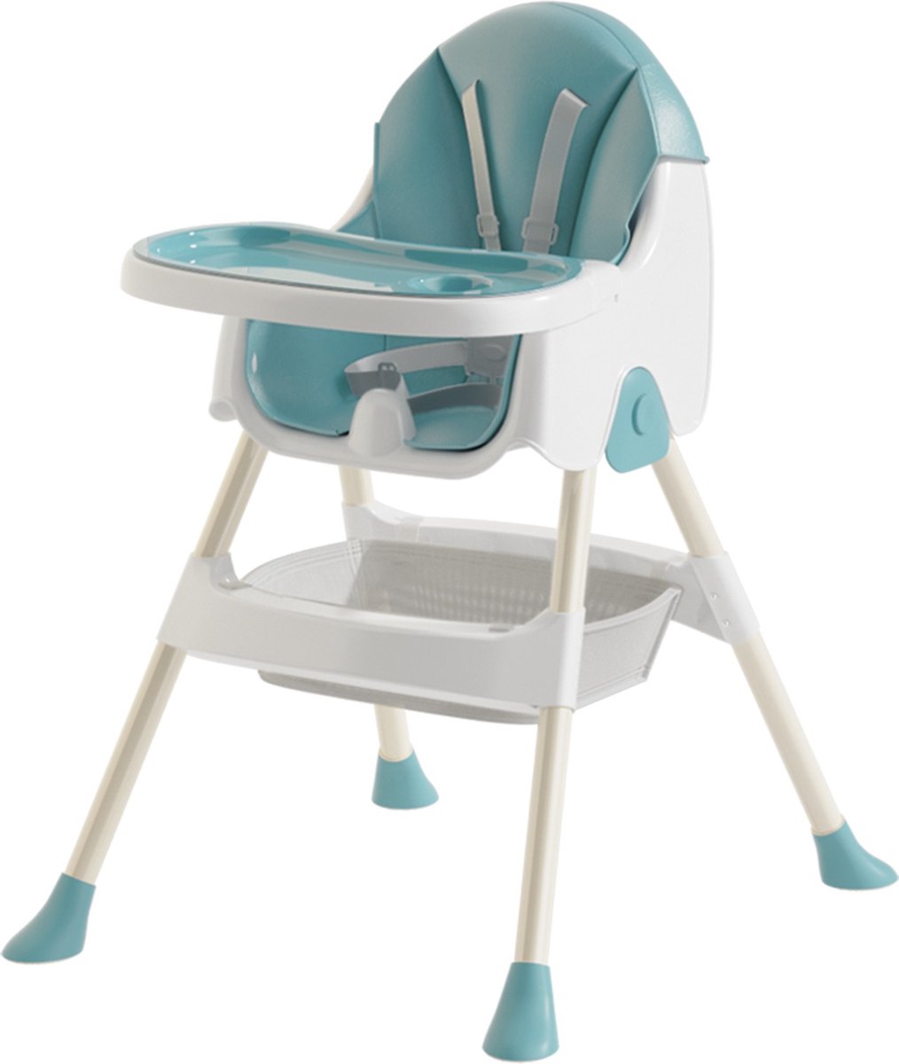 Kinderstoel 3 in 1 - Kinderzetel - Inklapbare Eetstoel met opbergmand - Afneembare plaat - Verstelbaar Baby Stoel -Baby Eetstoel - Uitneembaar lederen kussen - Stille antislip stoelpoten om de vloer te beschermen - 5-punts gordel - 40 kg dragen