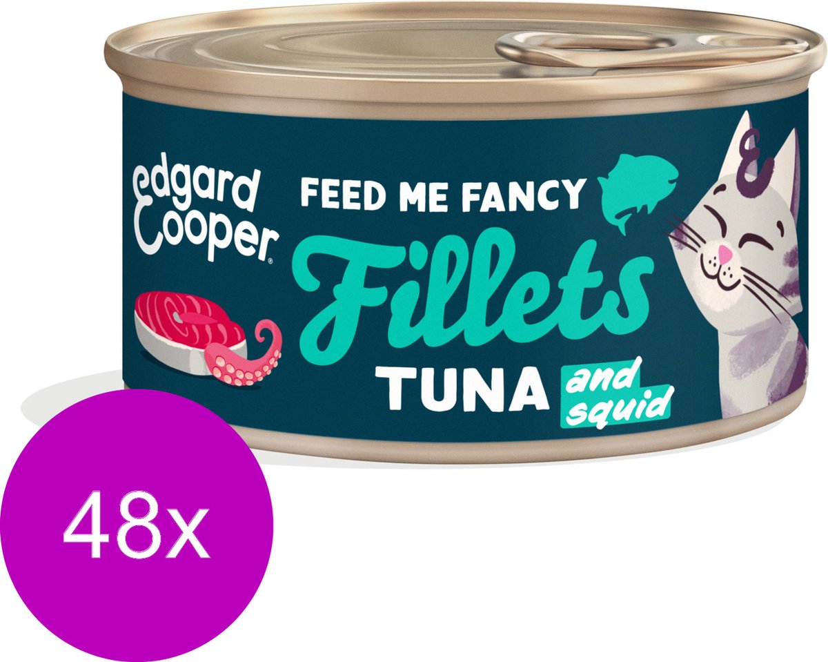 Edgard&Cooper Fillets 70 g - Kattenvoer - 48 x Tonijn&Inktvis