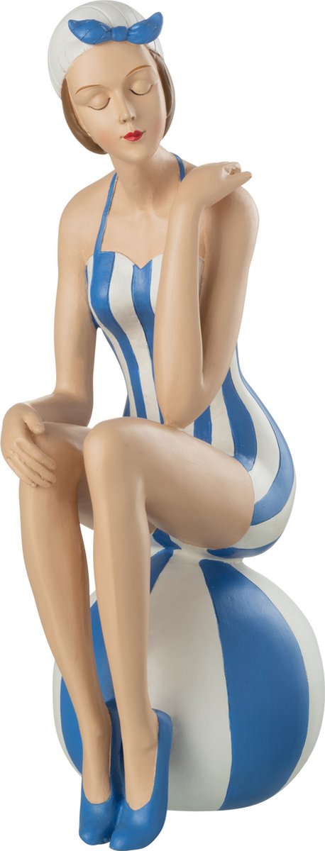 J-Line Femme Maillot Assis Sur Ballon Resine Bleu